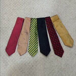 LOT of 6 Vintage Designer Silk Ties Lanvin,Kenzo,Armani, Etro,Carven,Zenga